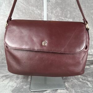 Vintage Etienne Aigner Oxblood Leather Crossbody/ Shoulder Bag Purse Double Zip